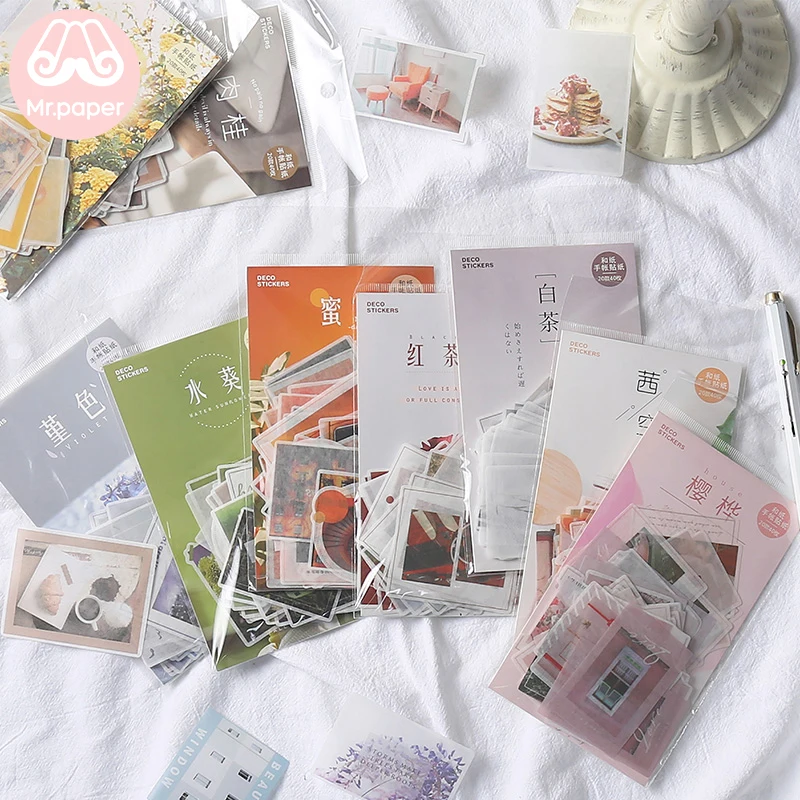 

Mr.paper 16 Designs 40Pcs/lot Ins Photos Artsy Deco Diary Stickers Scrapbooking Planner Bullet Journal Deco Stationery Stickers