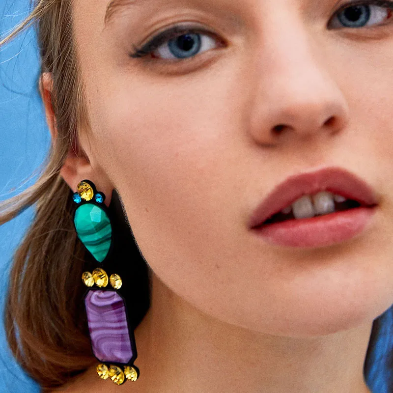 

JUJIA new wholesale vintage design resin earrings fashion women statement drop Earrings for women fashion jewelry