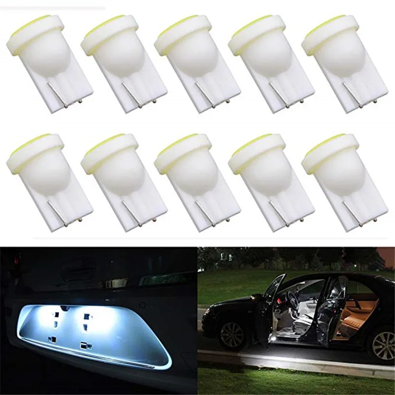 

10pcs/lot T10 COB Width Lamp White Red Blue Color COB LED Bulbs Instrument Cluster Signal Lights 168 194 175 2825 W5W 12V