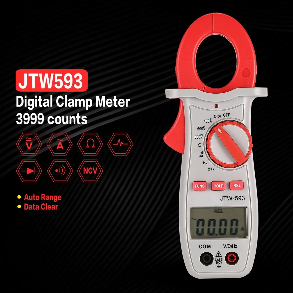 Digital pinza medidor pinza amperimetrica metro de la abrazadera del multímetro de 3999 cuentas Auto de la gama AC/DC Volt Amp OhmFrequency de Digital pinza medidor pinza amperimetrica metro de la abrazadera del multímetro de 3999 cuentas Auto de la gama AC/DC Volt Amp OhmFrequency de