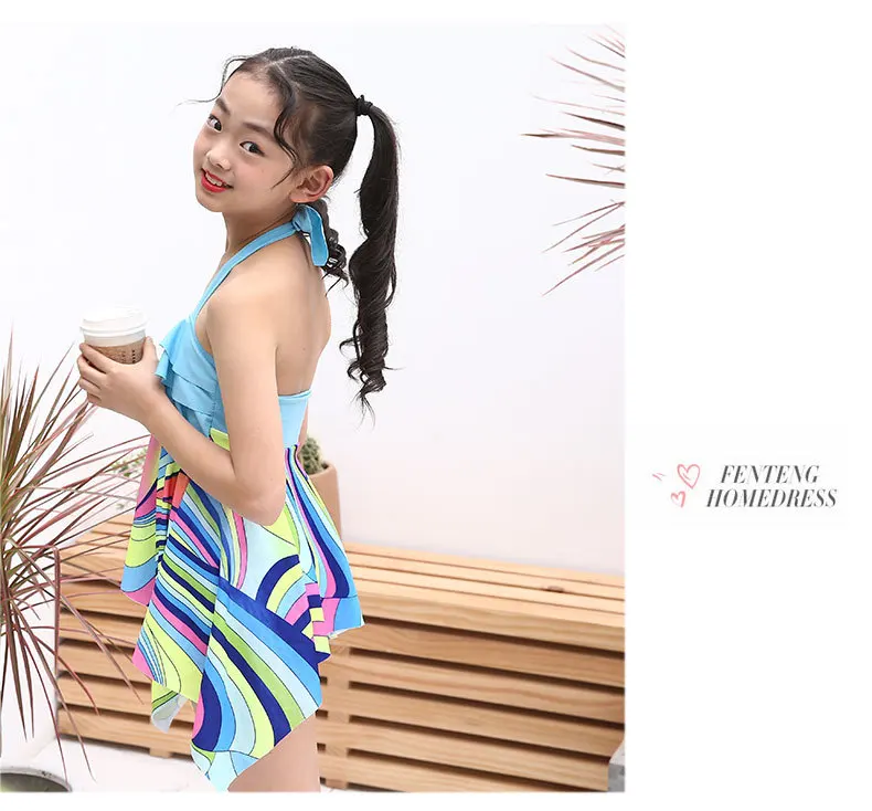 Детский купальный костюм для девочек купальник из двух частей Лоскутная повязка боди детская пляжная одежда Спортивный Купальный костюм купальный костюм бикини