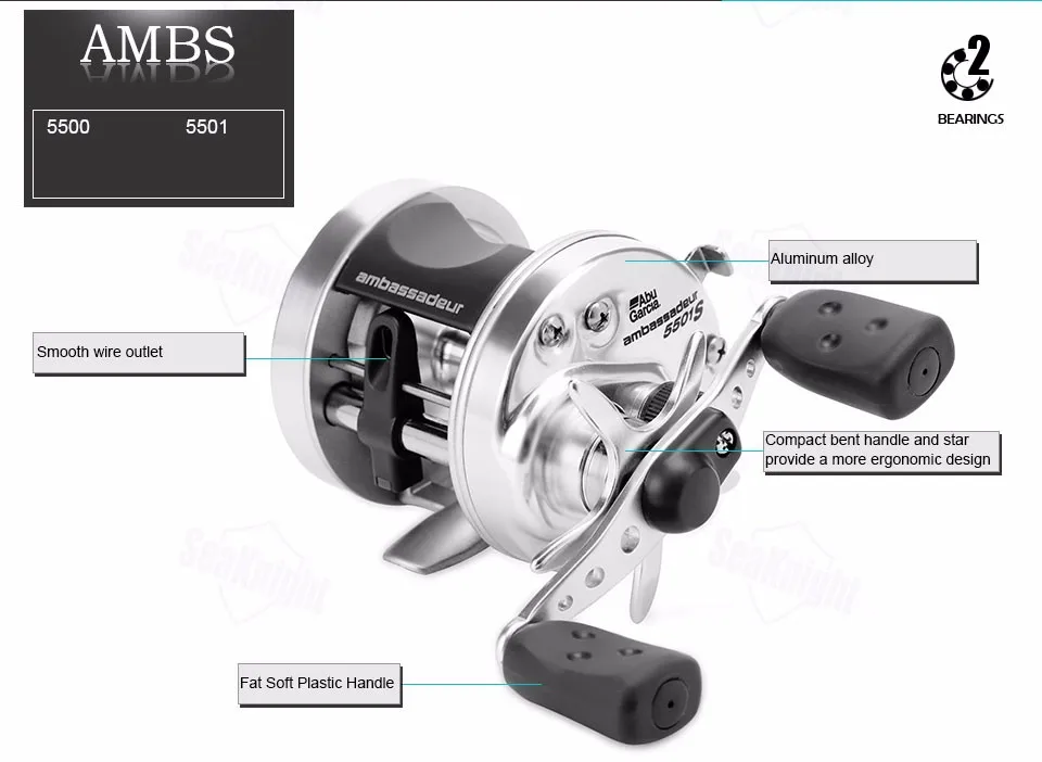 Abu Garcia AMBASSADEUR 5500 5501 2BB 5,1: 1 297 г Макс Драг 5 кг барабан рыба колесо морской лодки Троллинг Рыболовная катушка