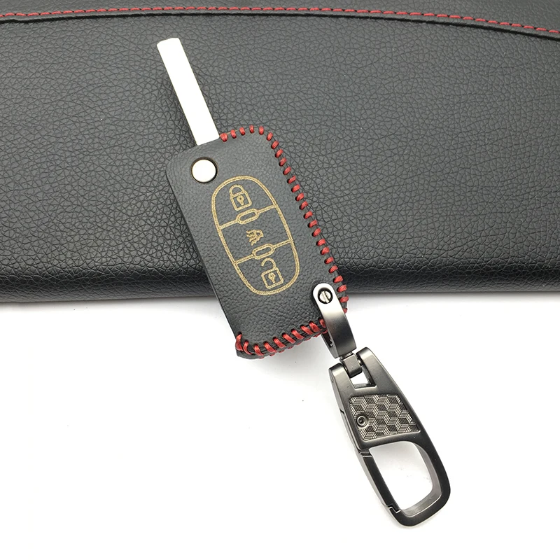Натуральная кожа ключ чехол для ключей для защиты для Citroen C3 C4 Xsara Picasso Berlingo C5 C8 для peugeot складной гексакоптер 3 кнопки