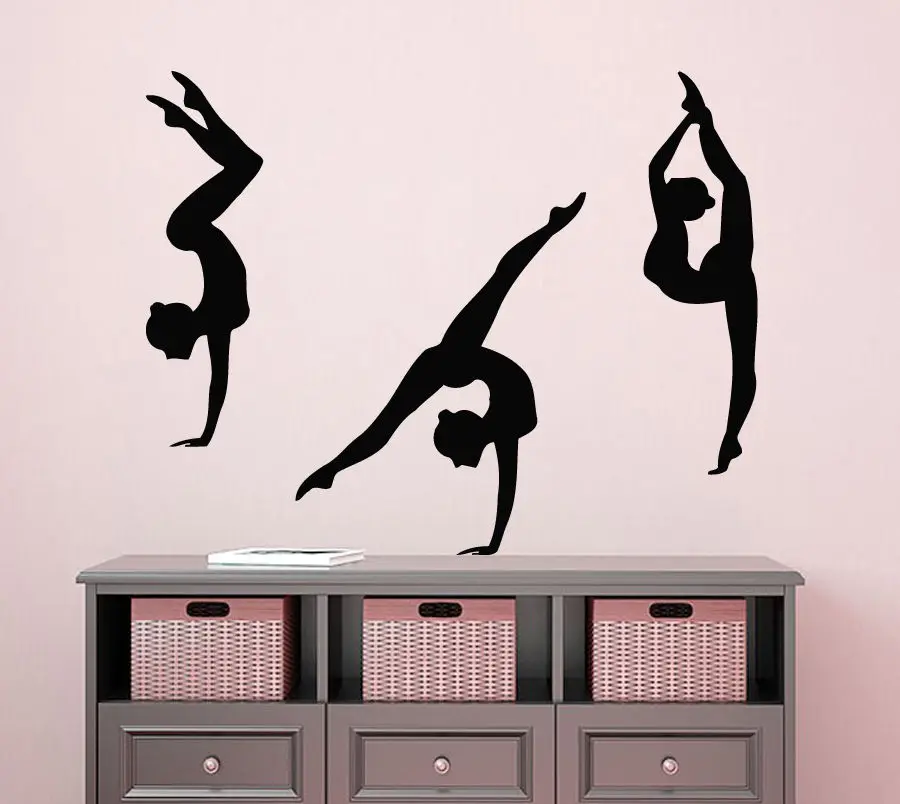 3 Girls Sport Wall Decal Gymnast Sticker Gym Vinyl Decals Bedroom
