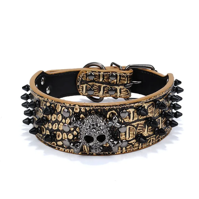 Buy Pet Collars Bullet Rivet Collar With Devil Skull