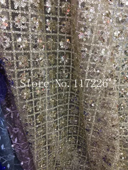

hot sale african sequins tulle mesh fabric shining JRB-111641 glued glitter sequins lace fabric