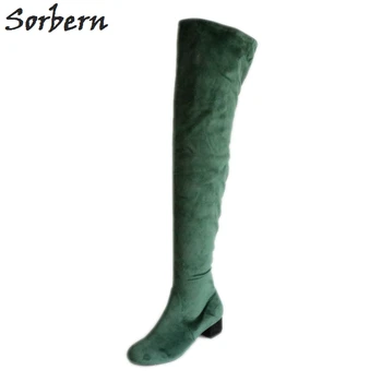 

Sorbern New Winter Dark Green Over The Knee Boots Size 13 Shoes Botas Mujer Custom Colors Over Knee Boots Womens Med Heels