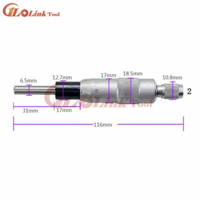 Серебряная плоская игла круглого типа головка микрометра 0-25 мм 0,01 мм с рифленой ручкой регулировки головка микрометра инструмент для измерения - Цвет: NO.2