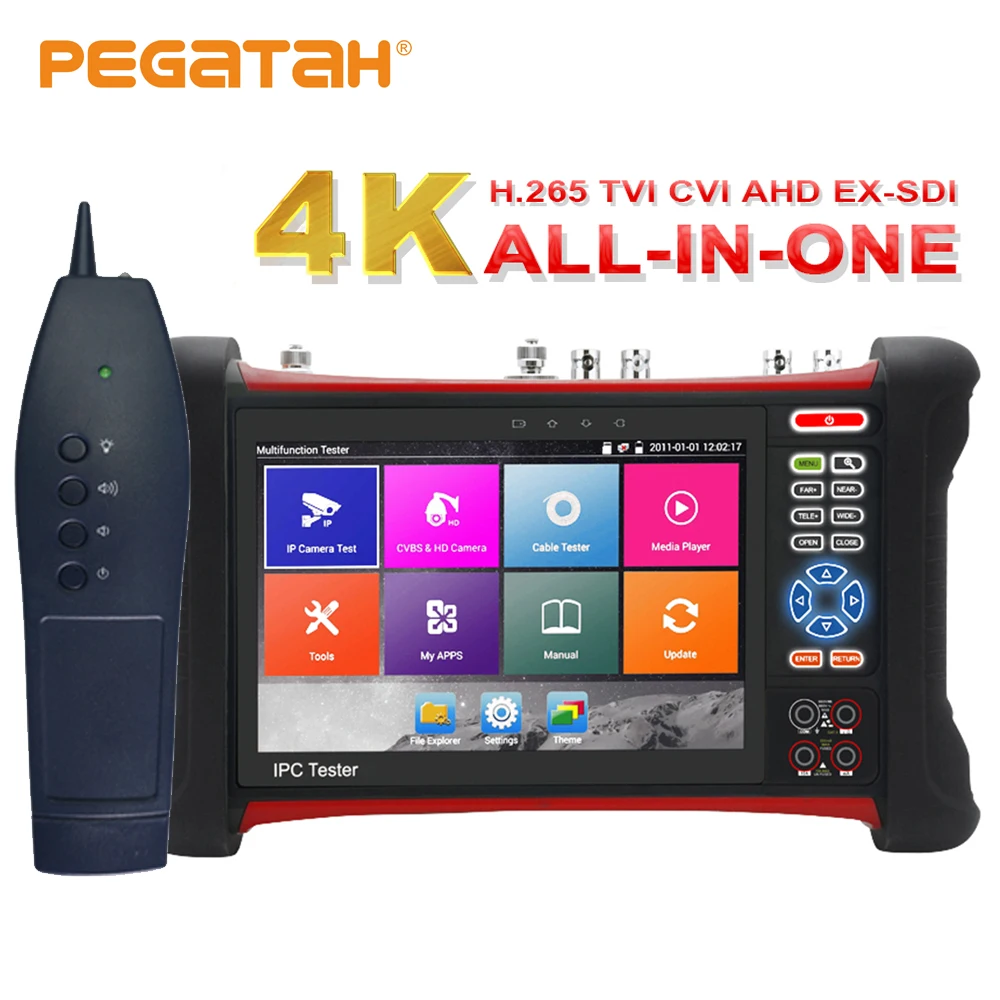 

H.265 4K 8MP Camera tester TVI CVI AHD SDI CVBS IP 6 in 1 CCTV Tester with TDR Cable tracer Multi-meter IP camera tester