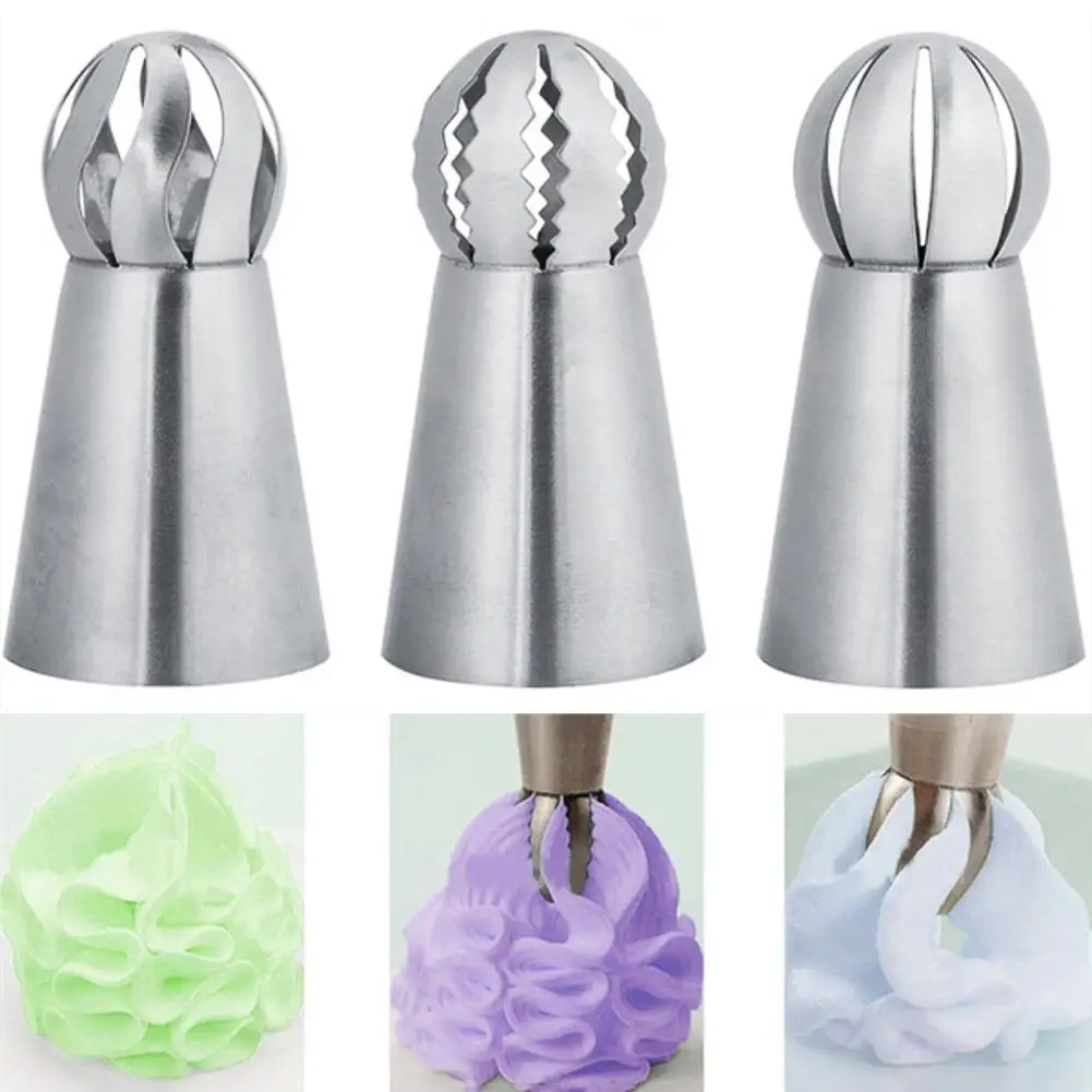 

Waasoscon 3pcs Spherical Russian Piping Tips And Coupler Nozzle Tips Ball Nozzle Sphere Stainless Steel Icing Pastry Cupcake