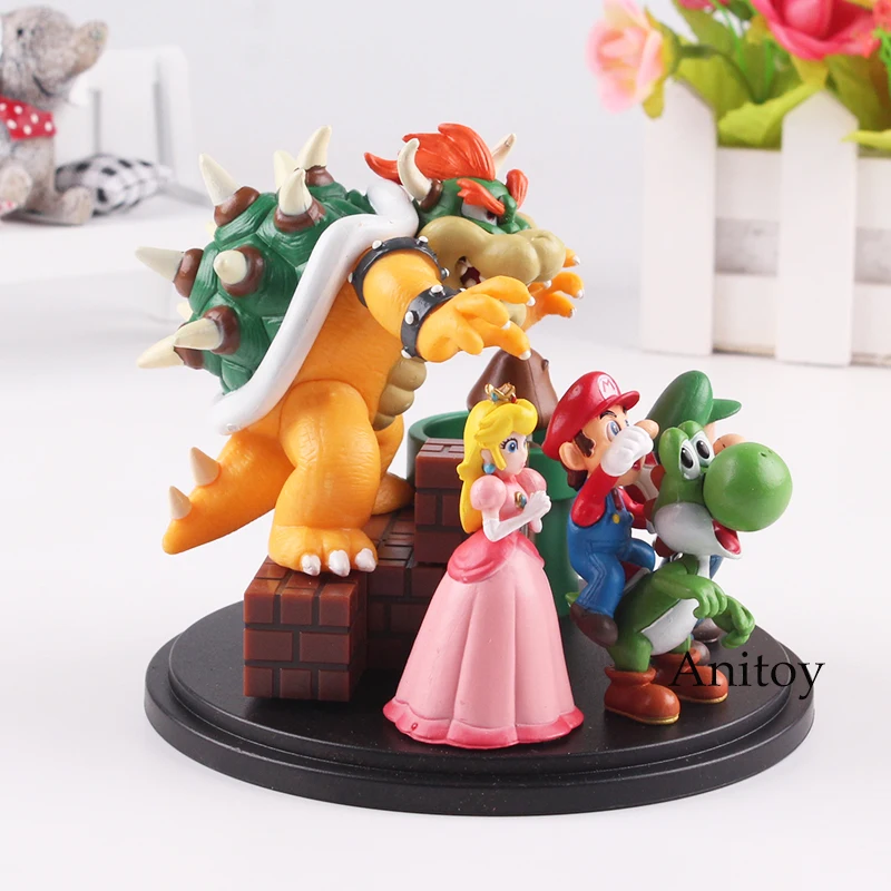 Super Mario Bros Wii Mario Figures Princess Peach Luigi Bowser Yoshi Toad Goomba Action Figure Party Decoration Toy Gift 3-10cm