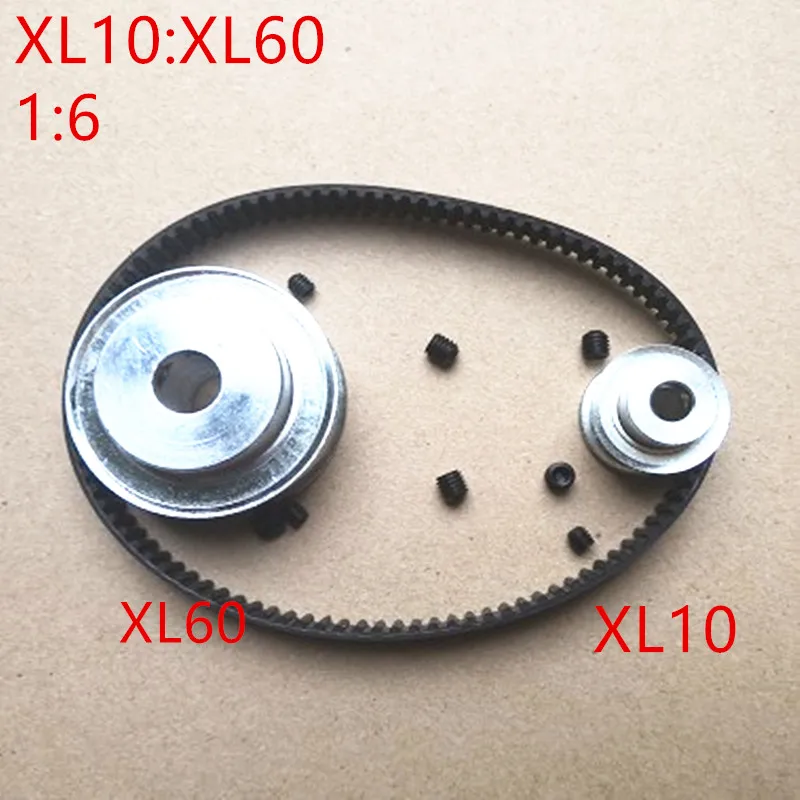 1 pair Timing Belt Pulley XL reduction 16/61 60T 10T Center Distance 100mm Belt Gear Kit With