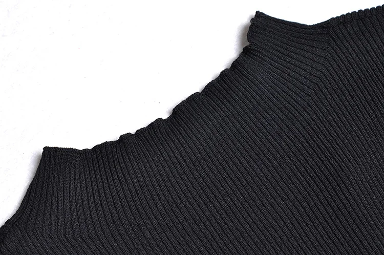 Черный Укороченный трикотажный топ и прозрачная сетчатая юбка, комплект для женщин, круглый вырез, золотые пуговицы, элегантные комплекты из двух предметов, осенний свитер, комплект