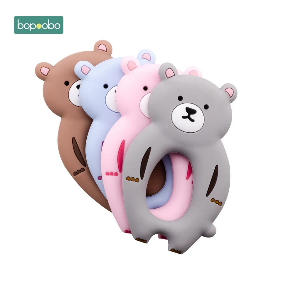 

Bopoobo 1PC Silicone Teether Accessory Silicone Cute Bear Nursing Accessories Food Grade Toy For Children Can Chew Baby Teethers