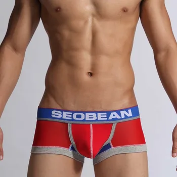 

Hot!brand SEOBEAN Men's gay underwear mesh men's sexy boxers low waist Men's boxer shorts solid sexy underpants wholesale