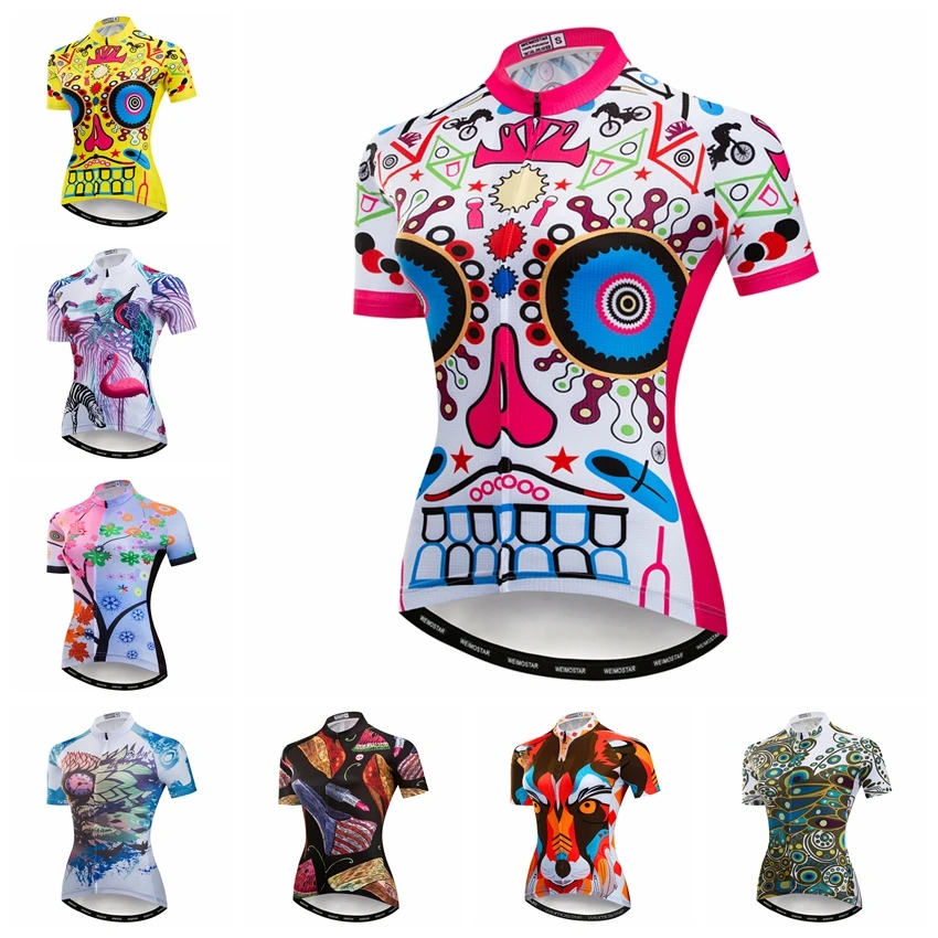 weimostar Cycling Jersey Women Mountain Bike jersey Shirts Long Sleeve Road Bicycle Clothing MTB Tops Outdoor Sports Wear Skull 