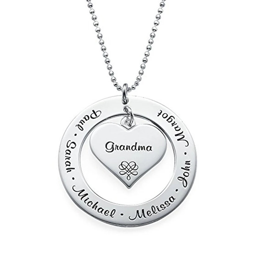 Индивидуальный заказ Гравировка названия ожерелье с подвеской «СемьЯ» бабушка мать с дети чокер подарок для нее