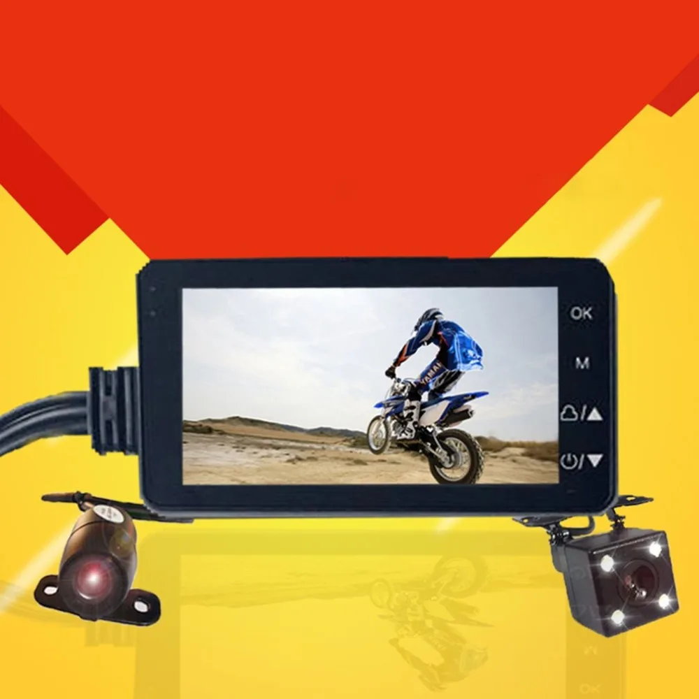 

Front and Rear View Camera 140 Degree Wide Angle Support Night VisionF For Motorcycle Driving Video Recorder HD LCD