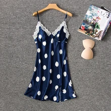 Herislim Silk Nightgown Women Fashion Polka Dot Night Dress Sexy Lingeries Lace Trim Summer Dress Short Sleepwear Home Clothes Herislim Silk Nightgown Women Fashion Polka Dot Night Dress Sexy Lingeries Lace Trim Summer Dress Short Sleepwear Home Clothes