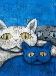Новый Дизайн высокое качество абстрактный кошка масла Картины на холсте уникальные Гостиная стены Аннотация три Товары для кошек картина