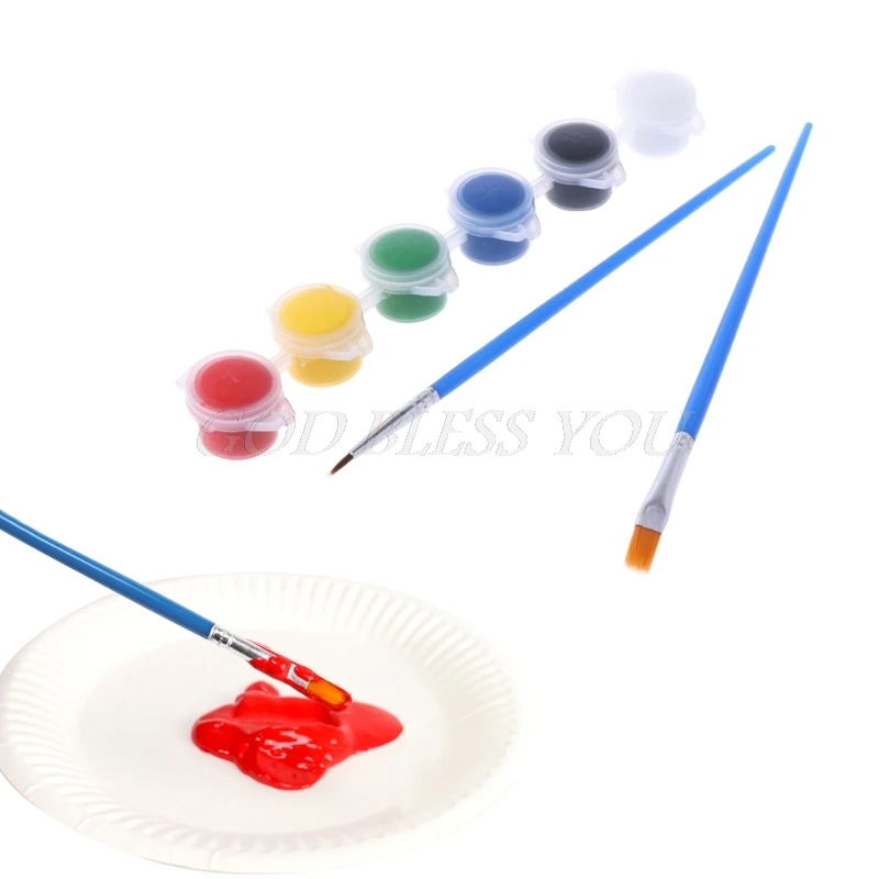 Высокое качество 6 цветов акриловых красок w/2 кисти для нейл-арта стены масляной живописи инструменты Художественные поставки