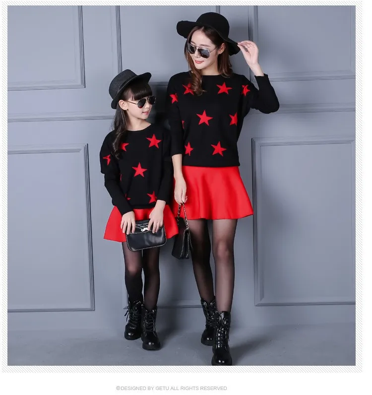 Платья для мамы и дочки, Красная футболка, одинаковые комплекты для семьи, детская одежда, платье для мамы и дочки, для маленьких девочек, корейский стиль, GH273