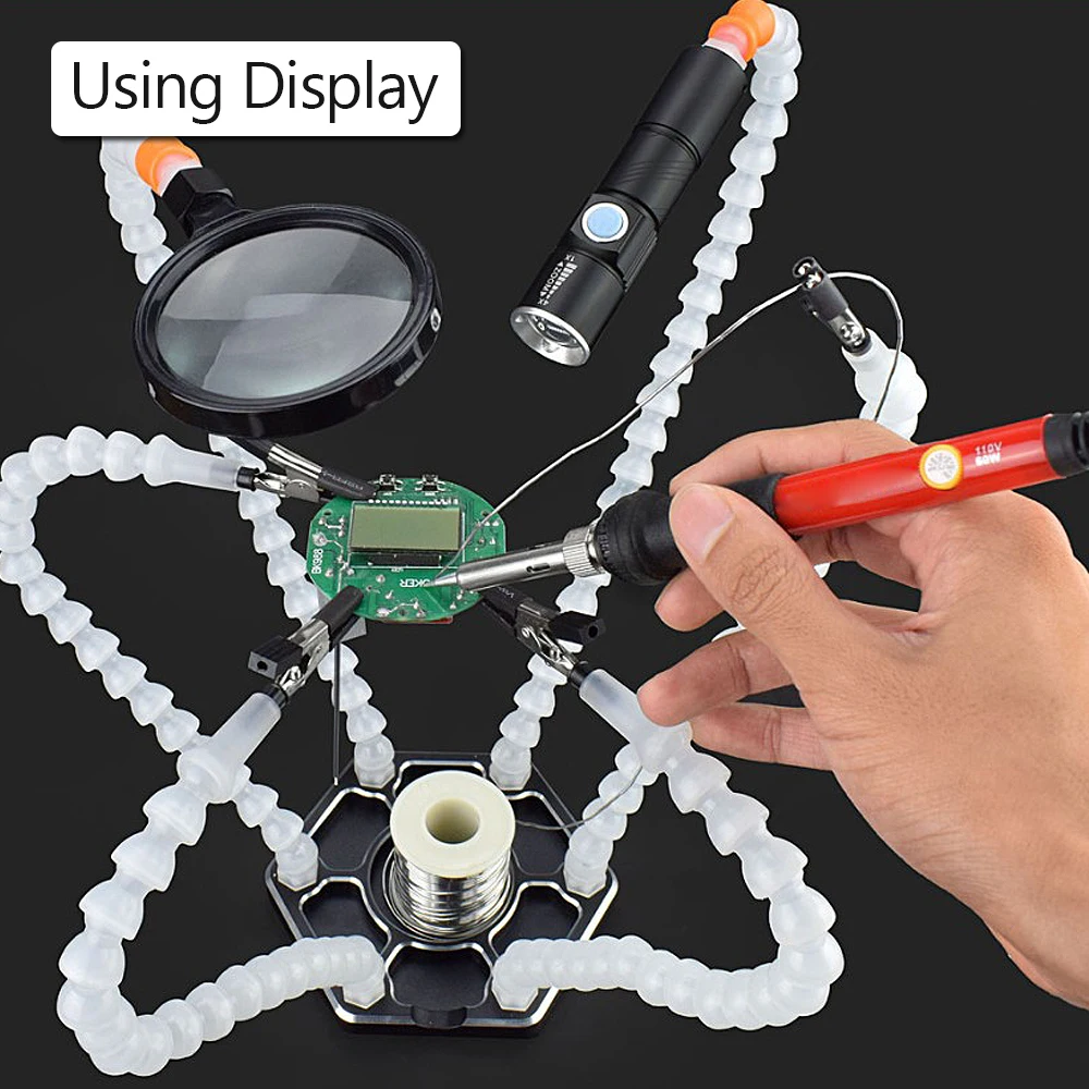 

1Set Six Flexible Arms Helping Hands Soldering Tool Kit for welding Arm Soldering Station With Swiveling Alligator Clip Kit