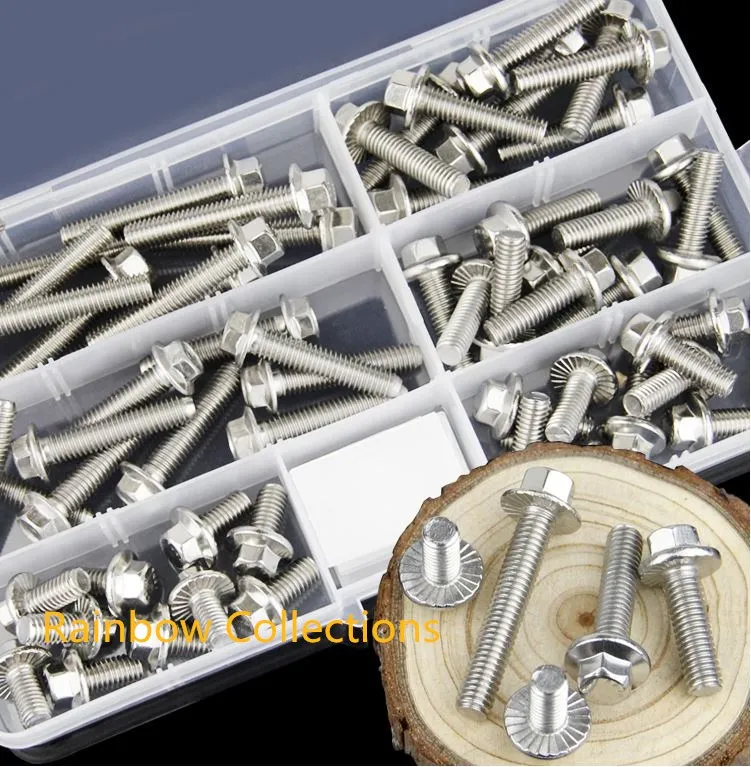 

304 Stainless Steel M5/M6 Flange Face Hex Screws, with Hexagonal Flange Bolts, Small and Large flange face for choose