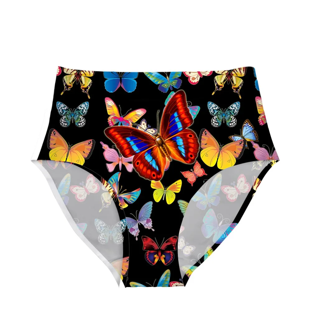 Womens Ladies Underwear Sexy Lingerie 3D Butterfly Printed Beauty Animal High Waist Floral Lace Short Knickers Seamless |
