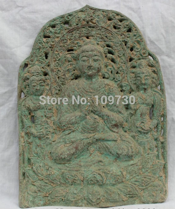 

001738 12" Chinese Folk Culture Dynasty Old Bronze Shakyamuni Buddha Statue Mirror
