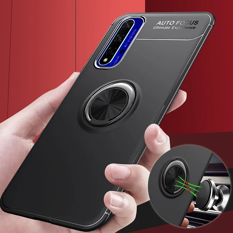 

Flexible Silicone Protection Case for Huawei Honor 20 Pro V20 V10 10 Lite 10i 8C 8S 8X 8A Metal Ring Barcket Magnetic Covers