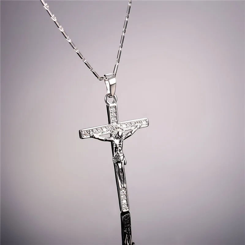 Collare INRI кристалл крест Распятие ожерелье христианский Иисус крест ожерелье для женщин P912