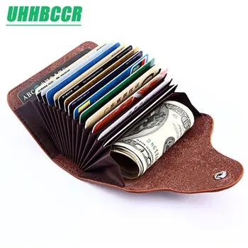 

2018 New Genuine Leather Women Men Card Holder Fashion Cowhide Wallet For Credit Card Business Card Holders Organizer Bag Purse