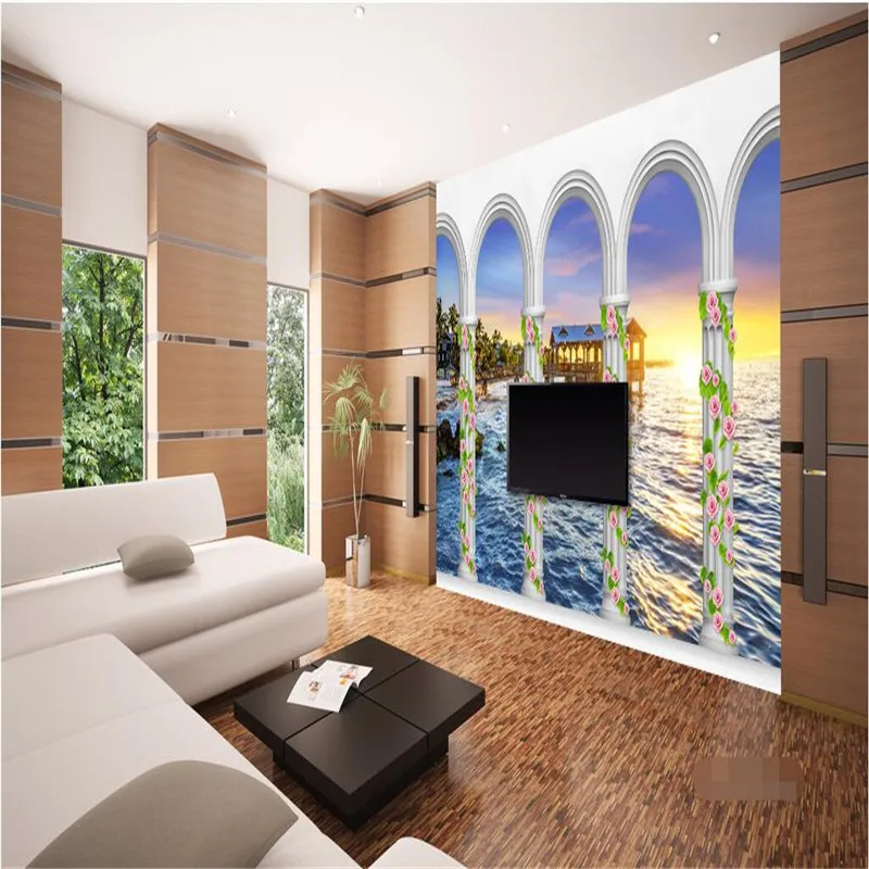 wall paper 3d mural decor photo backdrop photography 3D stereo Sea arches Chalet Art Modern room hotel wall painting murals