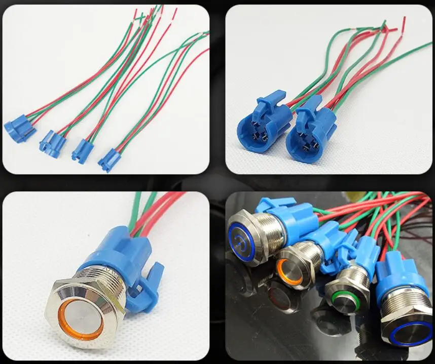 16mm/19mm22mm/25mm metal button switch connector terminal block socket plug housing 4pin connecting wire | Обустройство дома