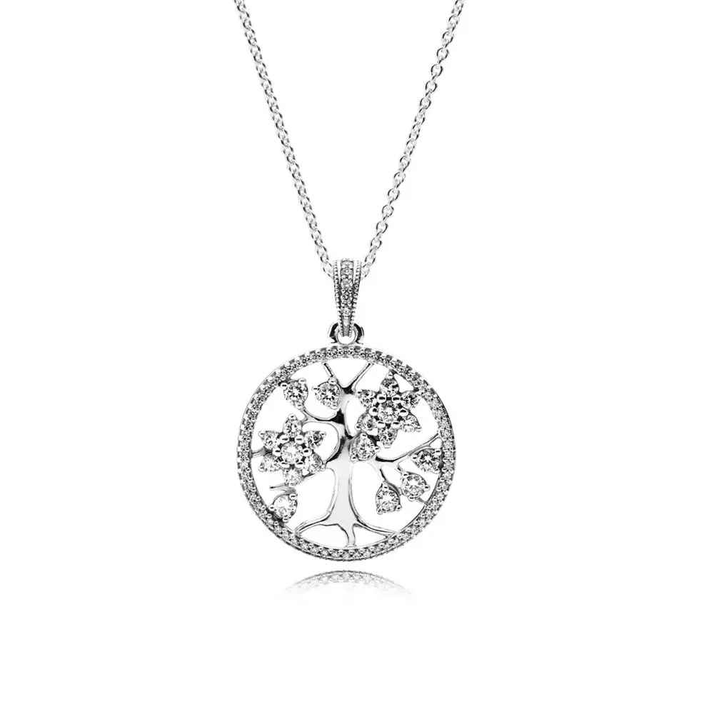 

COSEN PAN 1:1 Original Sterling Silver 925 Necklace Family Tree Necklace with Pendant Jewelry for Women Gift 390384CZ-80