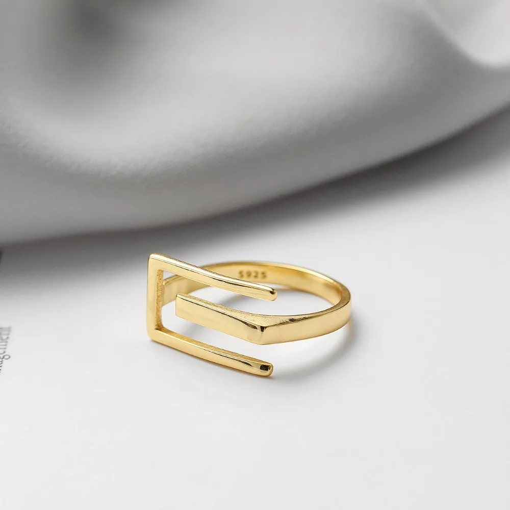 SHANICE индивидуальное 925 пробы Серебряное геометрическое Открытое кольцо золотого цвета женское кольцо на палец хорошее модное ювелирное изделие для женщин