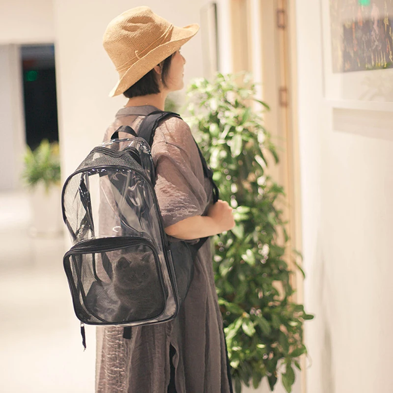 

General Transparent Travel Bag Transparent PVC Portable Cat Bags Backpack Dog Solid Natural Cat Bag Pet Backpacks Cat and Dog