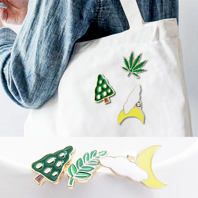 

Jeans Clothes Skirt Brooch Cute Leaves Clouds Moon Tree Hat Exquesite Unique 2018 New Arrival Allergy Free 1PC Fashion Jewelry
