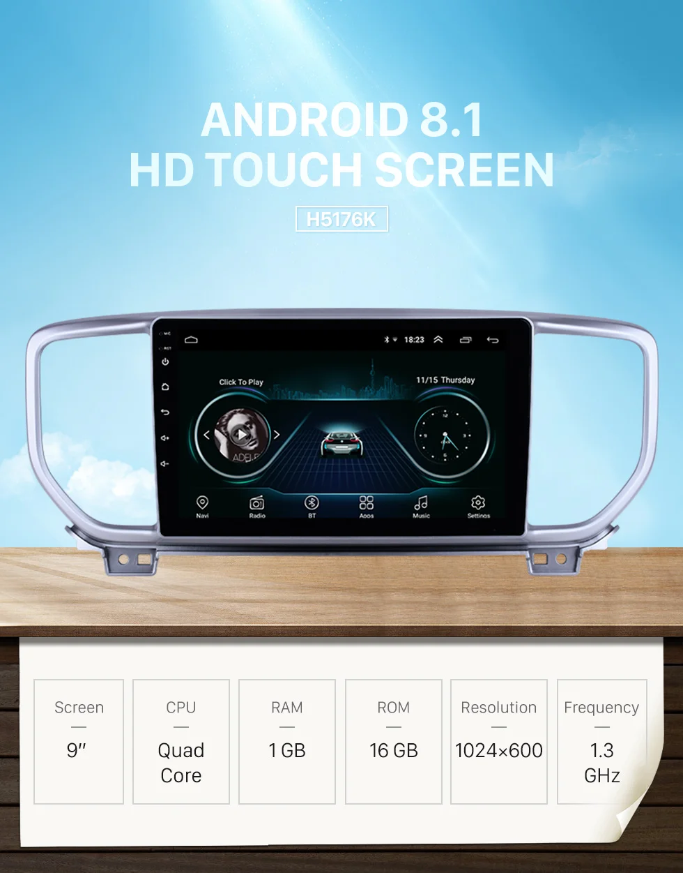 Top Seicane 2din 9 inch GPS Navi Radio Android 8.1 for Kia Sportage R 2018-2019 with Bluetooth HD Touchscreen USB support Carplay 0