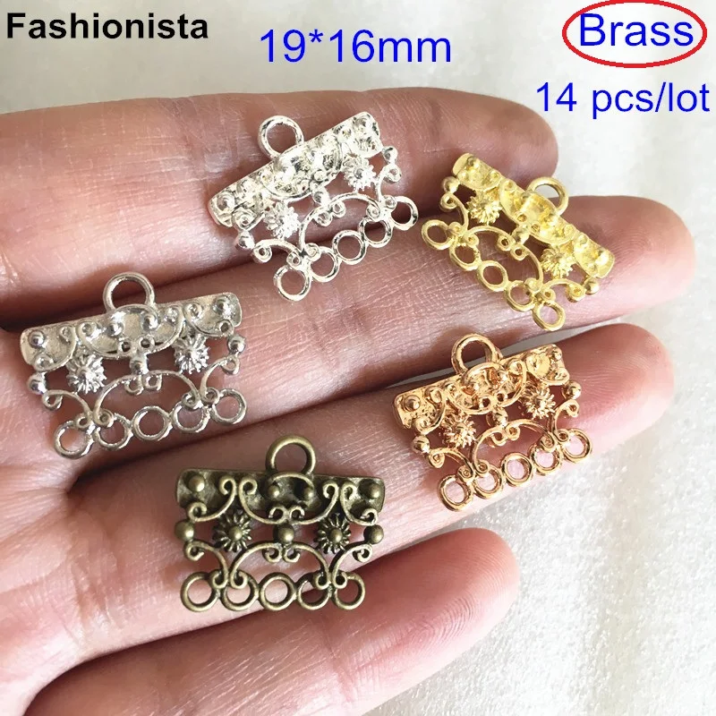 14 pcs Brass Jewelry Connectors 19*16mm Brass Casting Connectors With 6