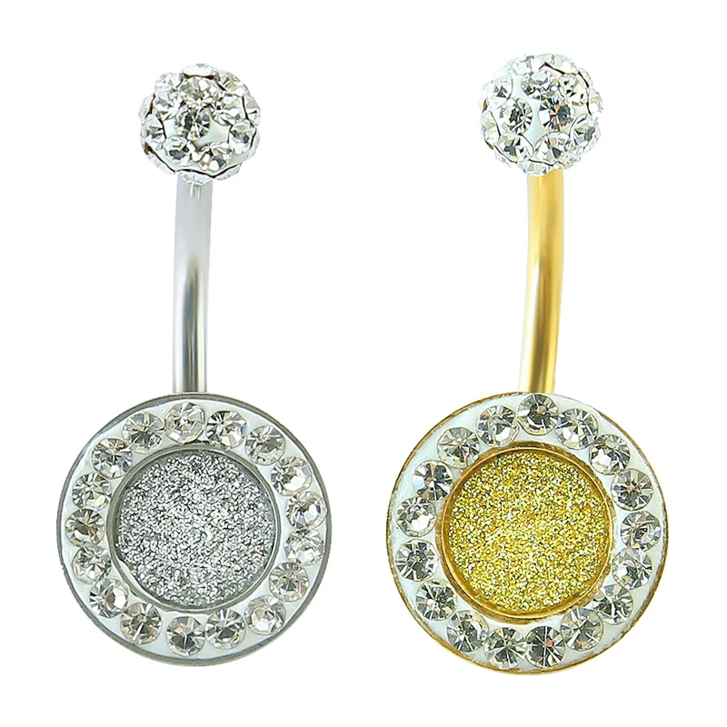 Buy Piercing navel crystal navel belly button ring barbell rhinestone piercing