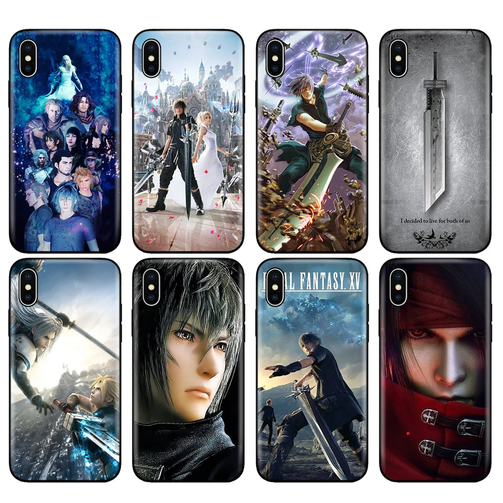 Черный чехол из ТПУ для iphone 5 силиконовый 6 6s 7 8 plus x 10 XR XS 11 pro Max Final fantasy xv ffxv