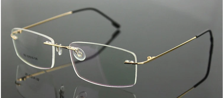 Чашма rimless titanium сплава ультра легкий вес миопия очки кадр оптические очки для мужчин - Цвет оправы: Золотой