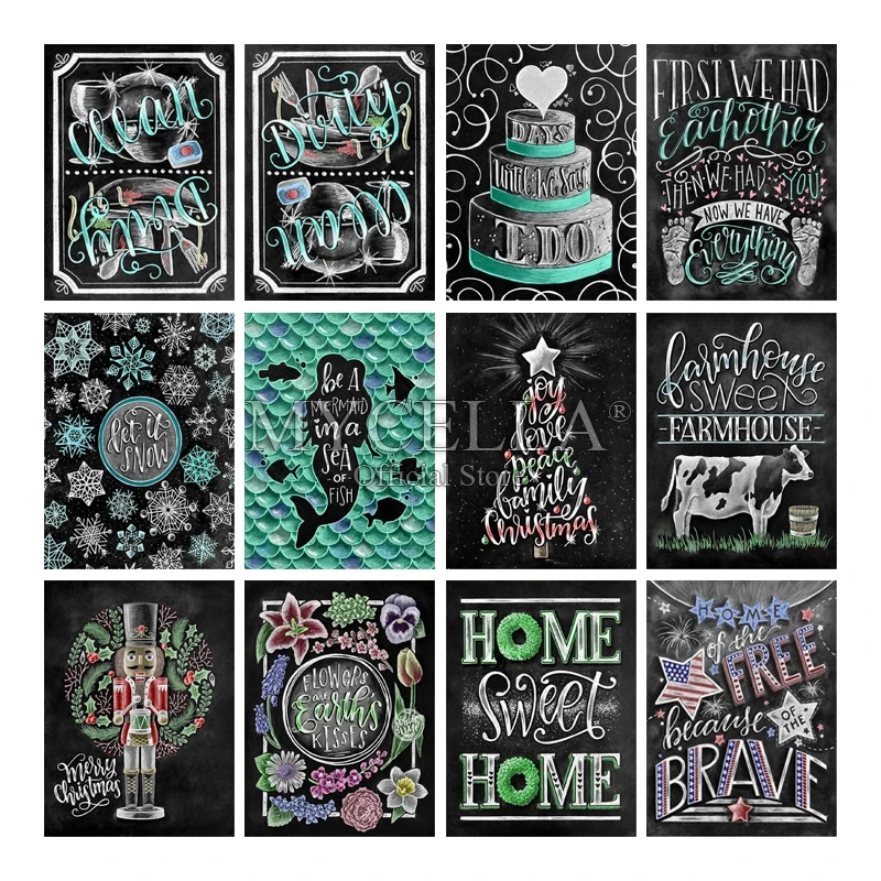 

5d Diy Diamond Embroidery Writing In Chalk Blackboard Diamond Painting Cross Stitch Full Square Rhinestone Mosaic Decoration