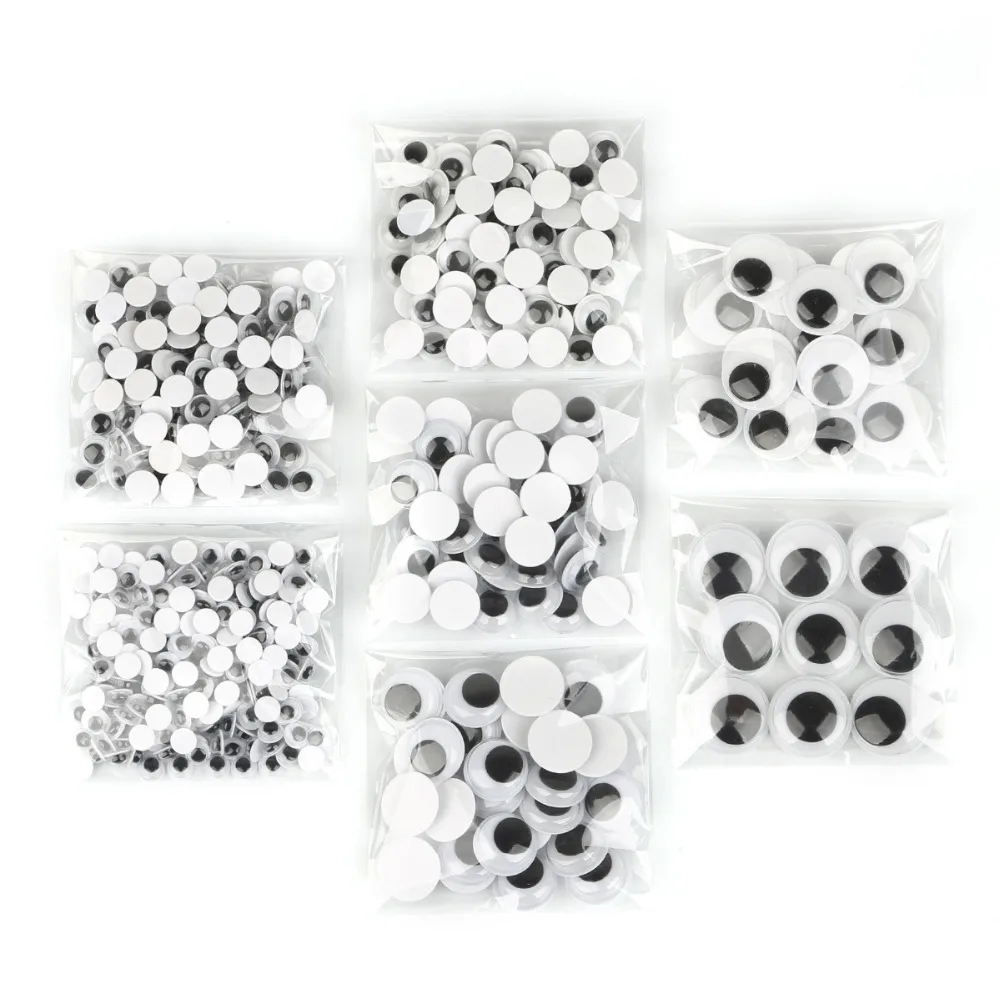 

6-20mm Self-adhesive Mixed Size 550pcs Wholesale Movable Eyes Plastic Wiggle Googly Eyes Used for DIY Toy Doll Accessories