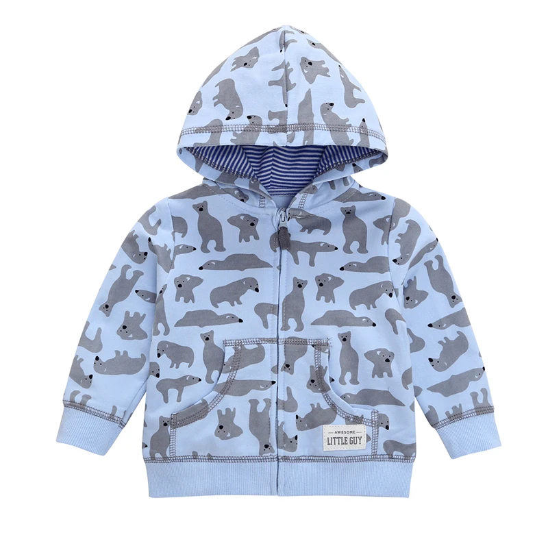 

2018 spring autumn 0-3Y children clothing kid Outerwear coats animals bear print Hoodies with pocket zipper jackets for baby boy