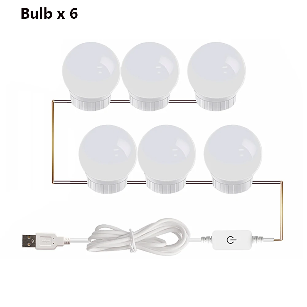 Hollywood Vanity Mirror Lights Dressing Table Makeup Lighting USB Adapter LED Vanity Light with Dimmable Light Bulb for Bathroom