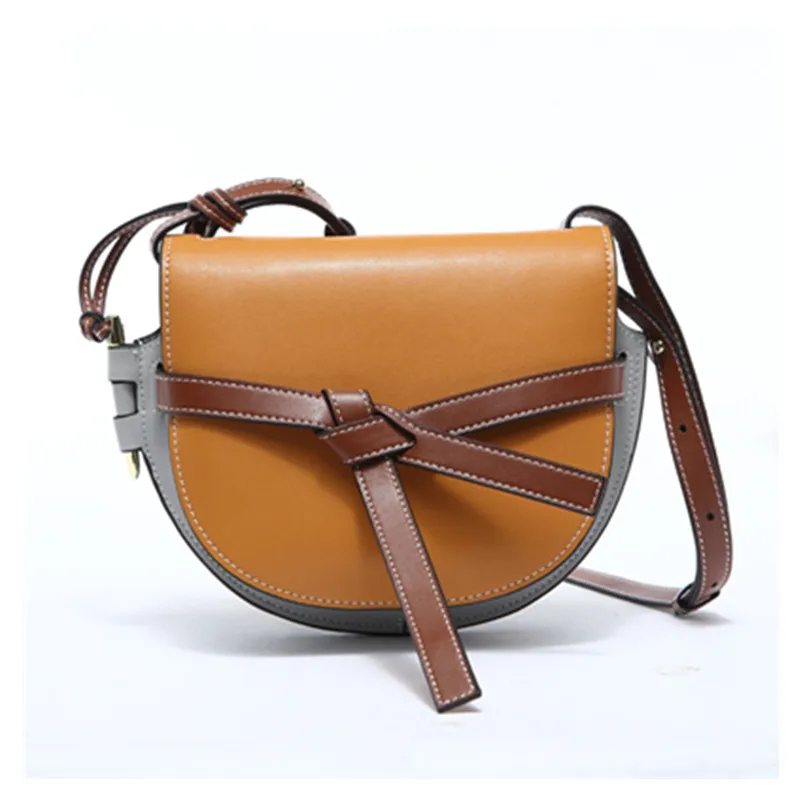 

Genuine Leather Saddle Bag Luxury Handbags Women Bags Designer 2018 Fashion Shoulder Bow Blosas