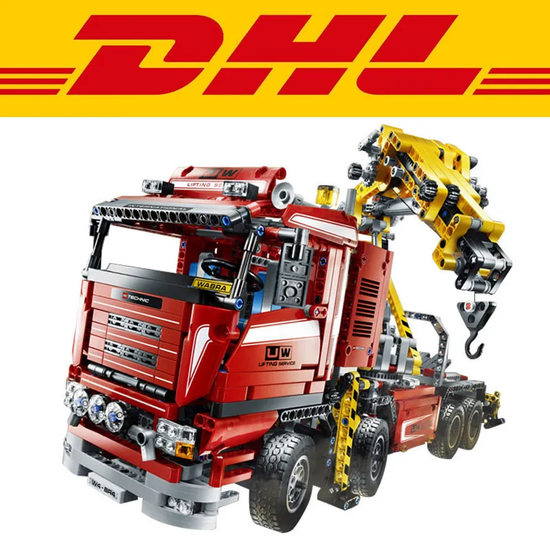 

Lepin 20013 1877Pcs Lepin Technic Series Crane Truck Wrecker Model Building Kits Blocks Bricks Toys For Children Compatible 8258